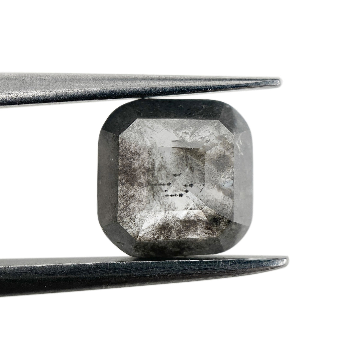 1.43ct | Salt &amp; Pepper Cushion Shape Rose Cut Diamond - Modern Rustic Diamond