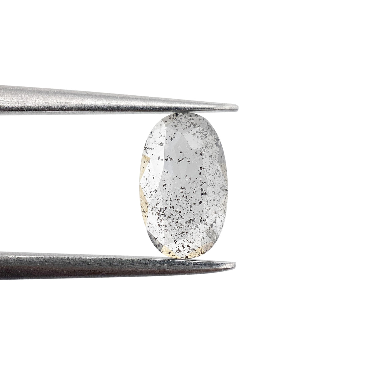 1.12ct | Salt &amp; Pepper Oval Shape Rose Cut Diamond - Modern Rustic Diamond