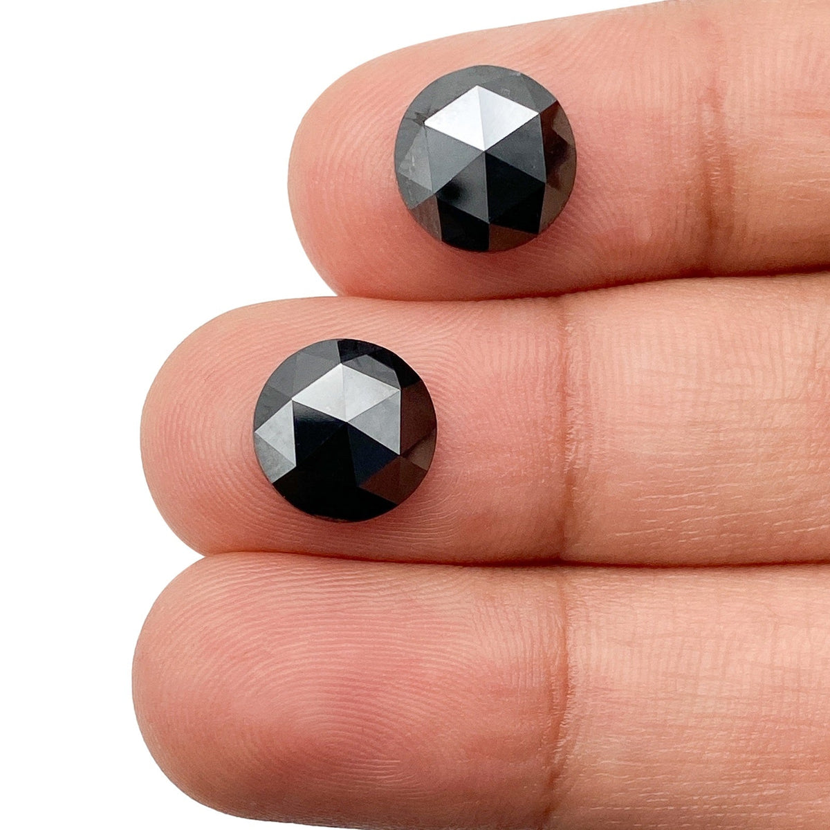 4.50cttw | Black Round Shape Rose Cut Diamond Matched Pair-Modern Rustic Diamond