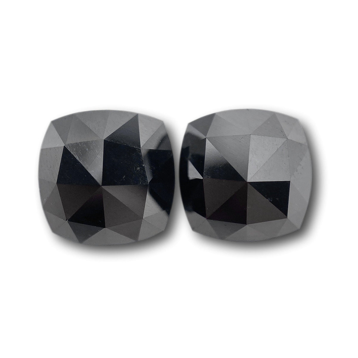 5.08cttw | Black Cushion Shape Rose Cut Diamond Matched Pair-Modern Rustic Diamond