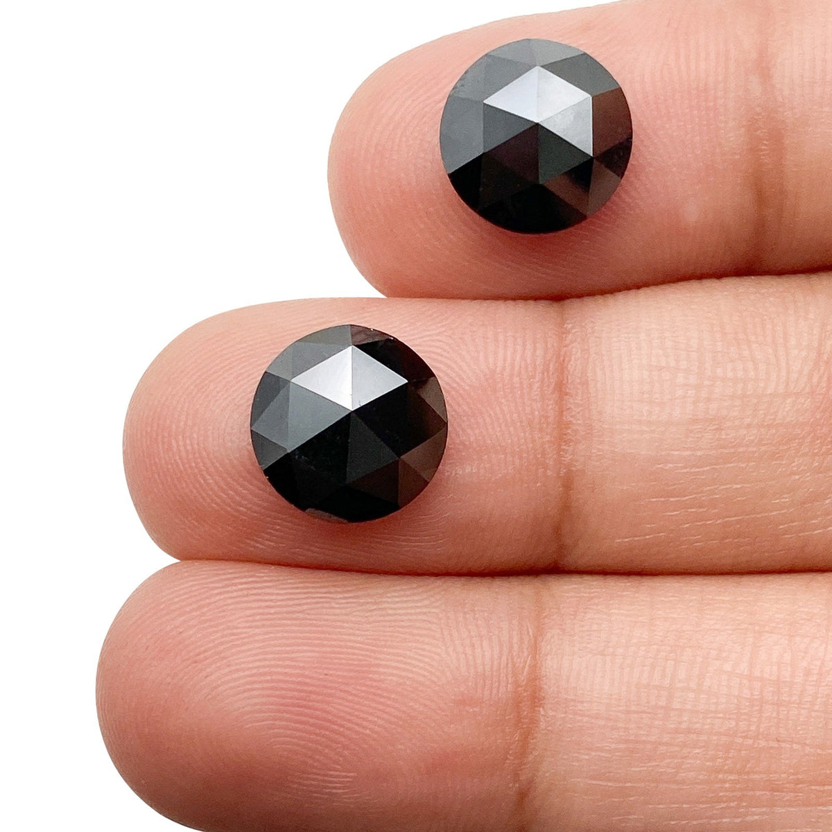 5.60cttw | Black Round Shape Rose Cut Diamond Matched Pair-Modern Rustic Diamond