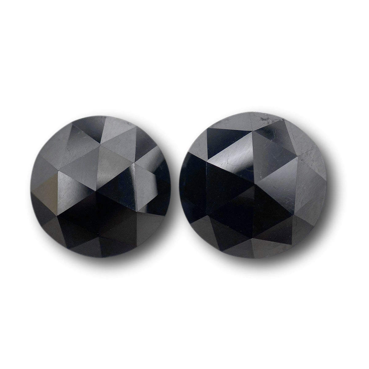 5.60cttw | Black Round Shape Rose Cut Diamond Matched Pair-Modern Rustic Diamond