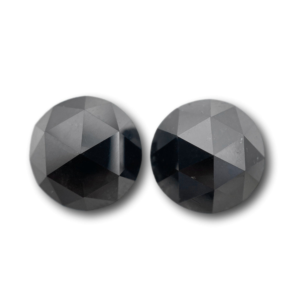 5.87cttw | Black Round Shape Rose Cut Diamond Matched Pair-Modern Rustic Diamond