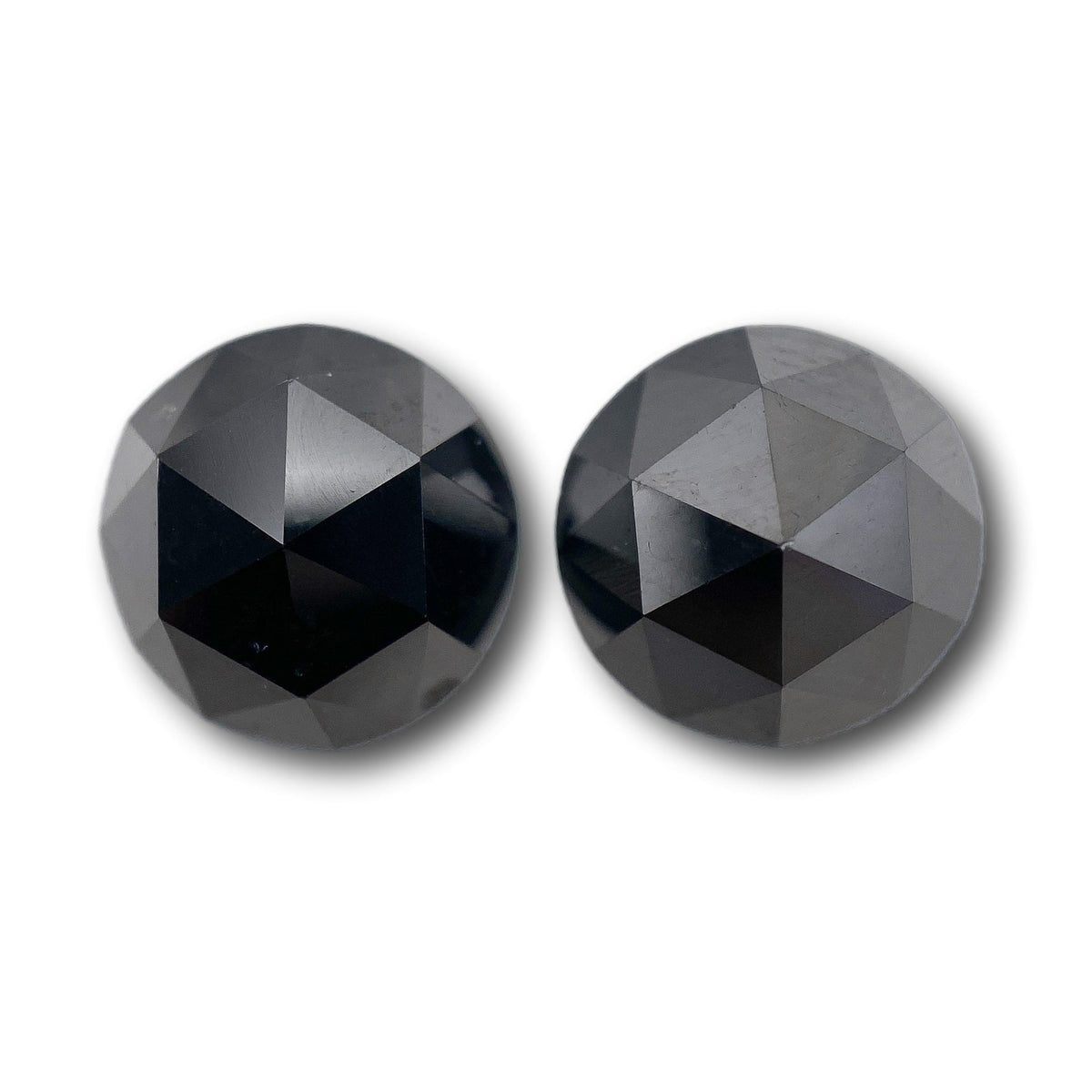 6.25cttw | Black Round Shape Rose Cut Diamond Matched Pair-Modern Rustic Diamond