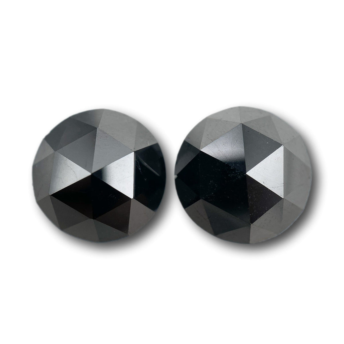 9.29cttw | Black Round Shape Rose Cut Diamond Matched Pair-Modern Rustic Diamond