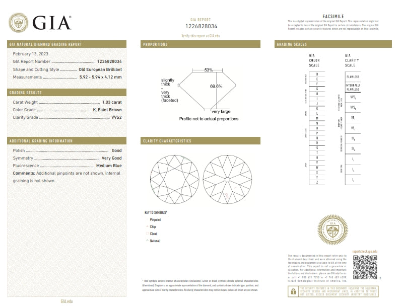 1.03ct | K/VVS2 Round Shape Old European Cut Diamond (GIA) - Modern Rustic Diamond