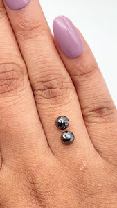 1.48cttw | Black Round Shape Rose Cut Diamond Matched Pair - Modern Rustic Diamond