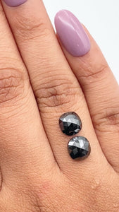 3.41cttw | Black Cushion Shape Rose Cut Diamond Matched Pair - Modern Rustic Diamond