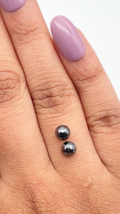 1.44cttw | Black Round Shape Rose Cut Diamond Matched Pair - Modern Rustic Diamond