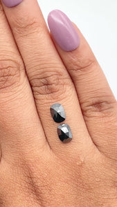 1.36cttw | Black Cushion Shape Rose Cut Diamond Matched Pair - Modern Rustic Diamond