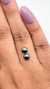 1.22cttw | Black Round Shape Rose Cut Diamond Matched Pair - Modern Rustic Diamond