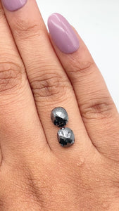 2.57cttw | Black Cushion Shape Rose Cut Diamond Matched Pair - Modern Rustic Diamond