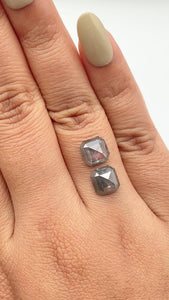 4.34cttw | Salt & Pepper Asscher Shape Step Cut Diamond Matched Pair - Modern Rustic Diamond