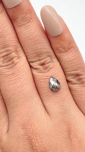 0.96ct | Salt & Pepper Pear Shape Rose Cut Diamond - Modern Rustic Diamond