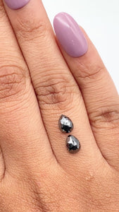 1.38cttw | Black Pear Shape Rose Cut Diamond Matched Pair - Modern Rustic Diamond