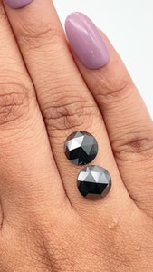 4.50cttw | Black Round Shape Rose Cut Diamond Matched Pair - Modern Rustic Diamond