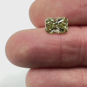 2.04ct | Fancy Intense Yellowish Green/I1 Radiant Shape Brilliant Cut Diamond (GIA) - Modern Rustic Diamond