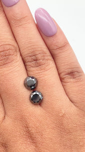 3.27cttw | Black Round Shape Brilliant Cut Diamond Matched Pair - Modern Rustic Diamond