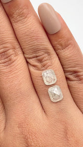 2.84cttw | Salt & Pepper Cushion Shape Rose Cut Diamond Matched Pair - Modern Rustic Diamond