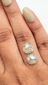 5.49cttw | Salt & Pepper Round Shape Rose Cut Diamond Matched Pair - Modern Rustic Diamond