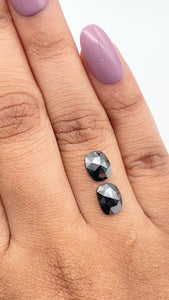 2.22cttw | Black Cushion Shape Rose Cut Diamond Matched Pair - Modern Rustic Diamond