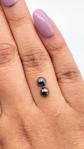 1.37cttw | Black Round Shape Rose Cut Diamond Matched Pair - Modern Rustic Diamond