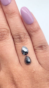 2.04cttw | Black Pear Shape Rose Cut Diamond Matched Pair - Modern Rustic Diamond