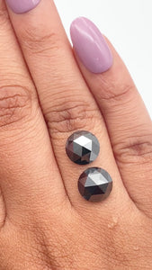 5.60cttw | Black Round Shape Rose Cut Diamond Matched Pair - Modern Rustic Diamond