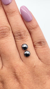 1.87cttw | Black Round Shape Rose Cut Diamond Matched Pair - Modern Rustic Diamond