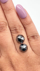 6.25cttw | Black Round Shape Rose Cut Diamond Matched Pair - Modern Rustic Diamond