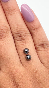 1.48cttw | Black Round Shape Rose Cut Diamond Matched Pair - Modern Rustic Diamond