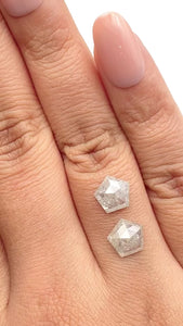 2.94cttw | Rustic Shield Shape Rose Cut Diamond Matched Pair - Modern Rustic Diamond