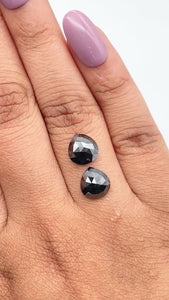 3.16cttw | Black Pear Shape Rose Cut Diamond Matched Pair - Modern Rustic Diamond