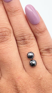 1.72cttw | Black Round Shape Rose Cut Diamond Matched Pair - Modern Rustic Diamond