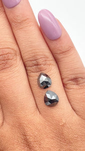2.81cttw | Black Pear Shape Rose Cut Diamond Matched Pair - Modern Rustic Diamond