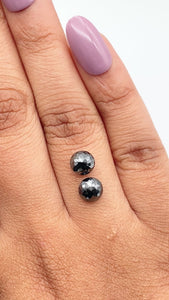 2.43cttw | Black Round Shape Rose Cut Diamond Matched Pair - Modern Rustic Diamond