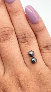 1.50cttw | Black Round Shape Rose Cut Diamond Matched Pair - Modern Rustic Diamond