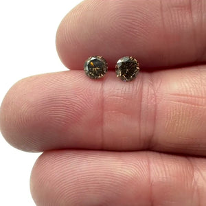 0.78cttw | Cognac VS-SI Round Shape Brilliant Cut Diamond Matched Pair - Modern Rustic Diamond