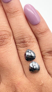 3.08cttw | Black Pear Shape Rose Cut Diamond Matched Pair - Modern Rustic Diamond