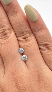 1.01cttw | Salt & Pepper Round Shape Brilliant Cut Diamond Matched Pair - Modern Rustic Diamond